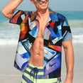 thumbnail image 7 of Sikiie Abstract Cubist Printer Print Men's Hawaiian Shirt, Summer Beach Button Pocket Short Sleeve T-Shirt,XX-Large, 7 of 7