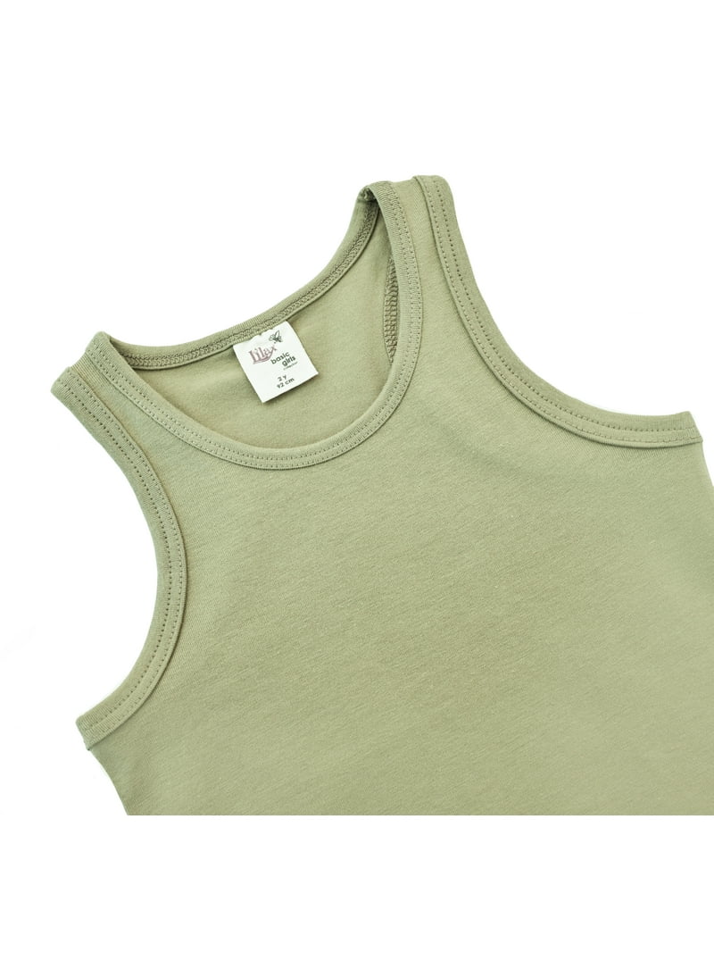 Lilax Girls' Racerback Tank Top Olive Green 4 Years