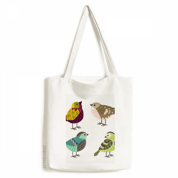 Illustration Lovely Birds Color Pattern Tote Canvas Bag Shopping Satchel Casual Handbag