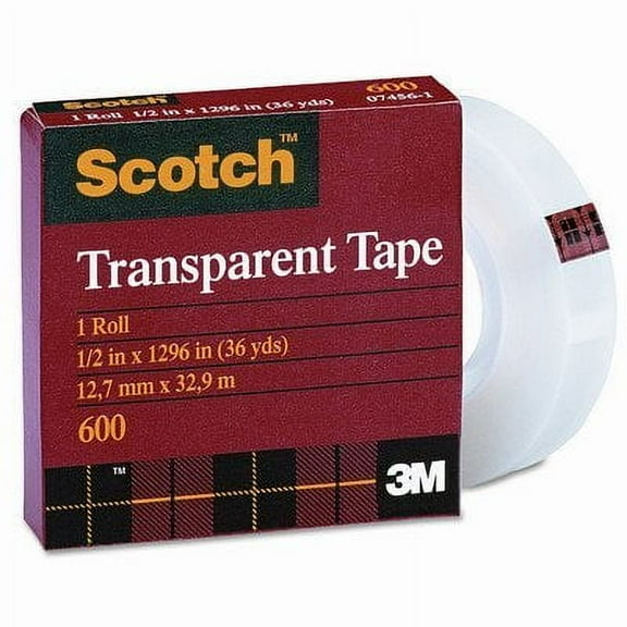 Transparent Glossy Tape, 1/2" x 36 Yards, 1" Core, Clear [Set of 3]