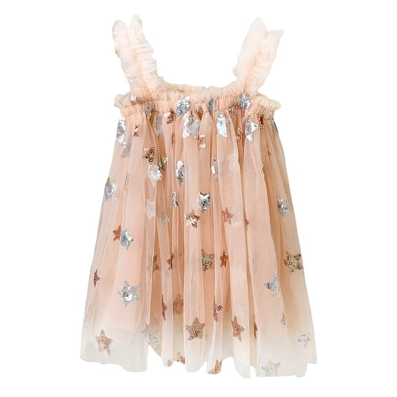 Zanarzt Toddler Dress Baby Girl Tulle Dress Casual Flower Embroidery Fairy Toddler Dresses Birthday Party Princess Light Pink,2-3 Years