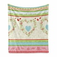 thumbnail image 1 of Shabby Flora Soft Flannel Fleece Blanket, Country Style Roses and Borders Butterflies Ants Heart Shapes and Polka Dots, Cozy Plush for Indoor and Outdoor Use, 50" x 60", Multicolor, by Ambesonne, 1 of 6