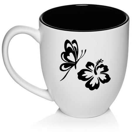 

Butterfly And Hibiscus Ceramic Coffee Mug Tea Cup Gift for Her Women Wife Girlfriend Best Friend Mom Aunt Grandma Daughter Graduation Birthday Housewarming Cute Flower (16oz White)