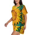 thumbnail image 3 of Womens Pajama Sets With Pocket, Vibrant Sunflower Painting Lounge Sets Short Sleeve Sleepwear PJ Sets for Women, 3 of 6
