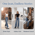 thumbnail image 4 of Olaglory Baggy Jeans Women Vintage Mid Waist Wide Leg Jeans for Women Trendy Loose Fit Denim Pants Comfortable Stretch Streetwear Boyfriend Jeans, 4 of 8