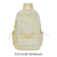 thumbnail image 2 of Lace Trim School Backpack, Polka Dot Rucksack with Compartments&Pendant, Water Resistant School Backpack for Travel Shopping Work, Yellow, 2 of 9
