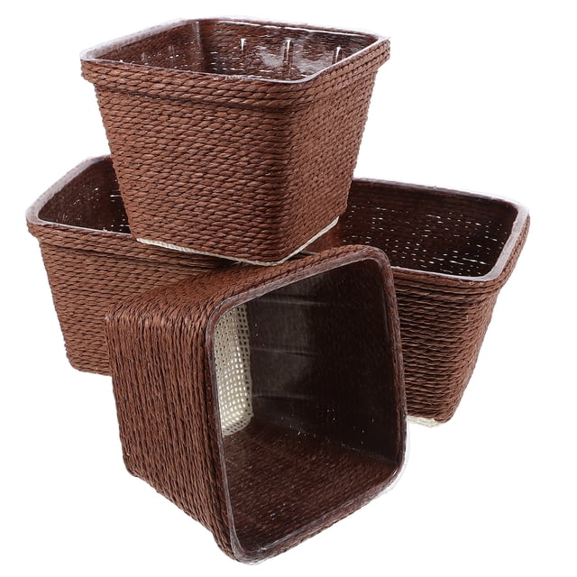 KAKOWELY small woven basket 4pcs Sundries Container Rustic Basket For Storage Baskets For Organization Multi-Function Flower Basket Sundries Organizer Desktop Basket