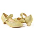 thumbnail image 1 of Zapatos ADAMUMU para niñas pequeñas, tacones dorados con purpurina, talla 1M, 1 of 6