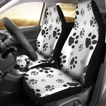 Paws Dog Seats Bucket Front Fit Universal SUV Set Covers Seat Car Theme Love Pet Pattern Print Paw Brown and Beige
