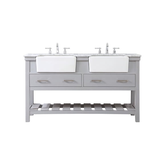 Elegant Decor Clement 60" Wood Double Bathroom Vanity in Black