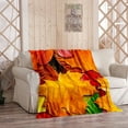 thumbnail image 4 of Fall Blanket Throw, 40"×28" Fleece Pumpkin Leaves Blankets for Couch Sofa Bed Lounging, Soft Warm Orange White Throw, Fall Decor, 4 of 6