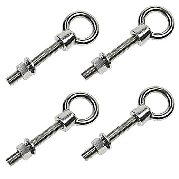 3/8" x  4" Stainless Steel Type 316 Shoulder Eye Bolt – 4 Pack