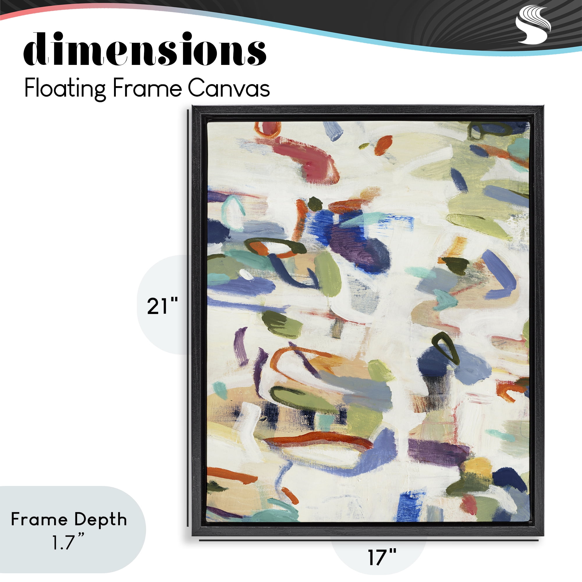 Stupell Industries Expressive Composition Brushstrokes Black Framed Floater Canvas Wall Art, design by Lisa Ridgers