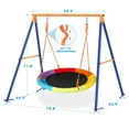 thumbnail image 4 of GIKPAL Swing Sets for Outside 440lbs Swing Set for 2-3 Kids Outdoor with Heavy-Duty Metal Frame & Adjustable Ropes Round Swing, Rainbow, 4 of 9