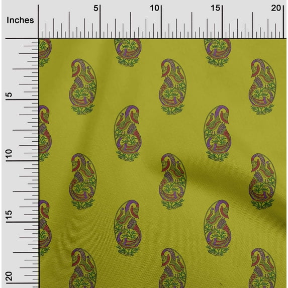 oneOone Cotton Jersey Lime Green Fabric Peacock Block Diy Clothing Quilting Fabric Print Fabric By Yard 58 Inch Wide