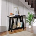 thumbnail image 3 of Farmhouse Console Table, Wood Entryway Table with Storage Behind Couch Sofa Table for Entry Way, Embossed Wood Grain Black, 3 of 14