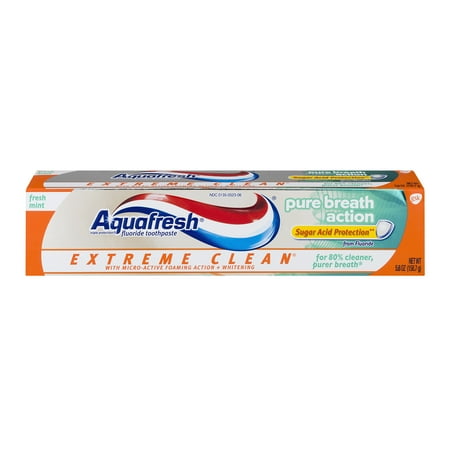Aquafresh Extreme Clean Pure Breath Action Fresh Mint Fluoride Toothpaste 5.6 oz. Box