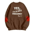 thumbnail image 4 of Sakmal Womens Sweatshirts Brown Fall Sweatshirts Casual Letter Print Long Sleeve Shirts, 4 of 5