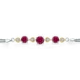 thumbnail image 2 of Gem Stone King 925 Sterling Silver and 10k Yellow Gold Red Created Ruby and White Lab Grown Diamond Bracelet for Women (3.63 Cttw, Round 7MM and 6MM, 6.5/7/7.5 inch, Made in Italy), 2 of 4