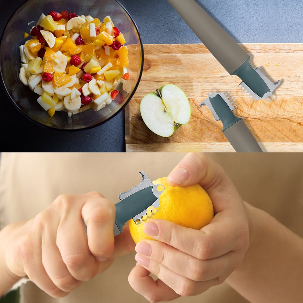"Crock Sets with 5 Pieces Kitchen Gadgets with Herb Cutter, Melon Baller, Ice Cream Scoop, Y-peeler, Lemon Zester, Bottle Opener in Black"