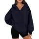 thumbnail image 2 of Manga larga blanca,Blusa con capucha y cuello en V para mujer, top informal de manga larga con bolsillo, corte holgado y suave, camiseta de color liso para ropa urbana, sopatenor, 2 of 9