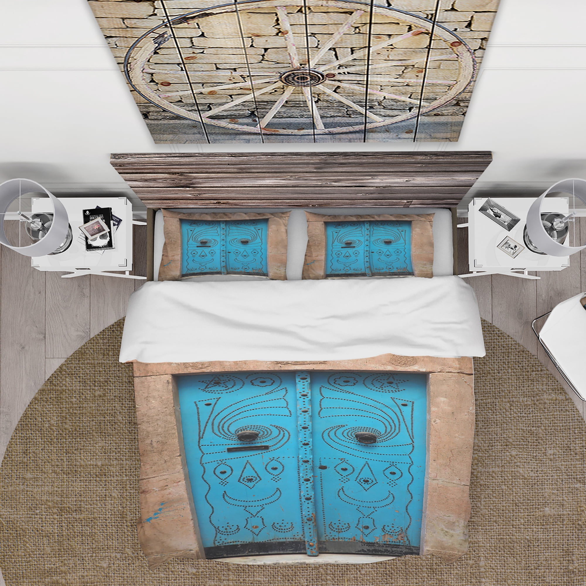 Designart 'Vintage Arabic Blue Door' Vintage Duvet Cover Set