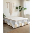 thumbnail image 2 of Bohemia Grey Yellow Floral Bed Skirt King Size 18 Inch Drop, Boho Flowers Vintage Adjustable Elastic Dust Ruffles Bedskirt for King Bed Wrap Around Pleated Mattress Frame Cover, 2 of 9