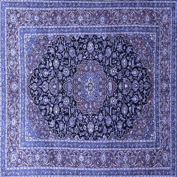 Ahgly Company Indoor Square Medallion Blue Traditional Area Rugs, 3' Square