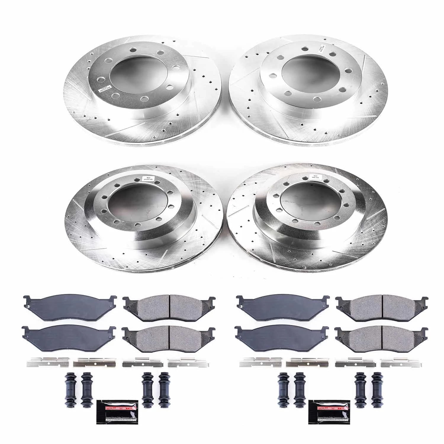 PowerStop Front and Rear Z23 Evolution Sport Carbon-Fiber Ceramic Brake Pad and Drilled & Slotted Rotor Kit Fits: FORD Select Models K4416