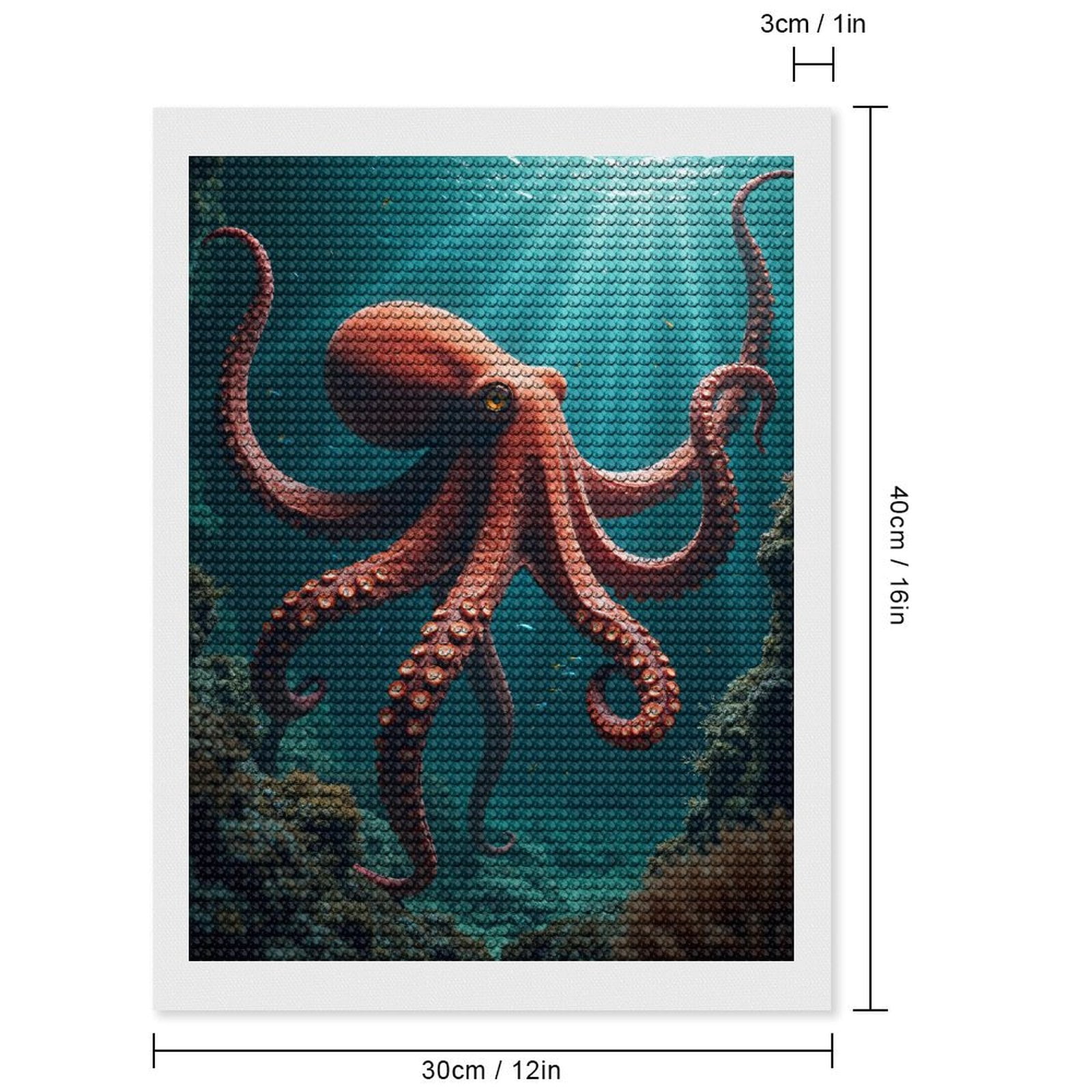 Diamond Art Kits for Adults, Underwater Giant Octopus Exploration 5D Diamond Painting Kits for Adults Beginners, DIY Full Drill Diamond Painting, Gem Art and Crafts 12x16