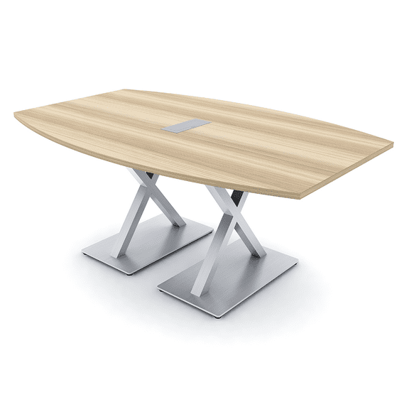 6 Person Boat Conference Table with X Bases Data And Electric Unit