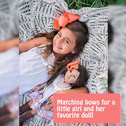 6inch ×2, 4.5inch ×2, 3inch ×2 HLIN Toddler Girls 6PCS Hair Bow Clips Matching American Girls Doll & Girls 