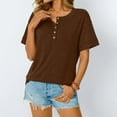 thumbnail image 5 of Women's Short Sleeve T-shirt Women'S Fashionable And Casual Solid Color V Neck Short Sleeved T Shirt,Brown Women's Short sleeve T-shirt L, 5 of 6