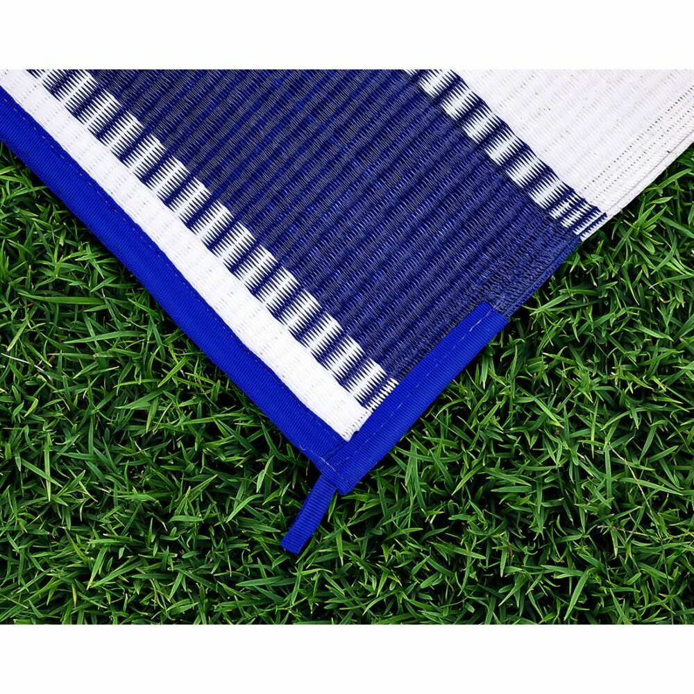 Camco 6' x 9' Reversible RV Outdoor Mat, Camping Mat, Blue Stripe - image 3 of 7