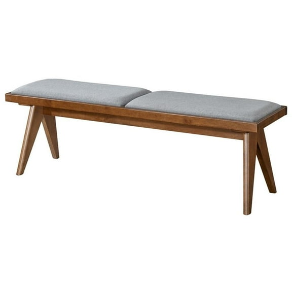 Montego Mid Century Modern Dining Bench in Gray Fabric