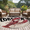 thumbnail image 5 of Red Vintage Lobster Round Living Room Rugs 6 ft, Nautical Ocean Wood Texture Washable Area Rug with Non-Slip Sturdy Edge Binding Round Carpet for Kitchen Office Bedroom, 5 of 9