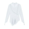 thumbnail image 7 of TiaoBug Women's Figure Ice Skating Dress Long Sleeve Irregular Gymnastics Dance Dresses White L, 7 of 7