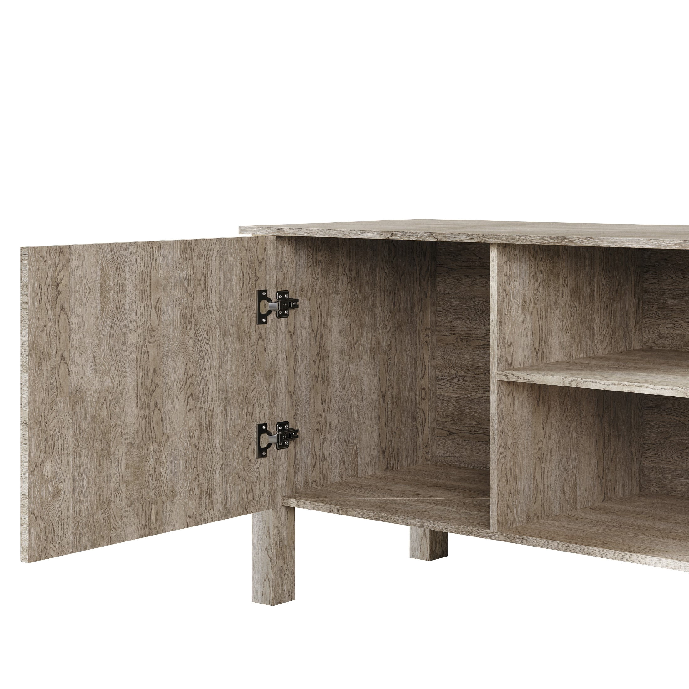 Home Design Topeka 55" TV Stand with Open Shelves and Storage Compartments, Modern Rustic Design for Living Room, Antique Gray