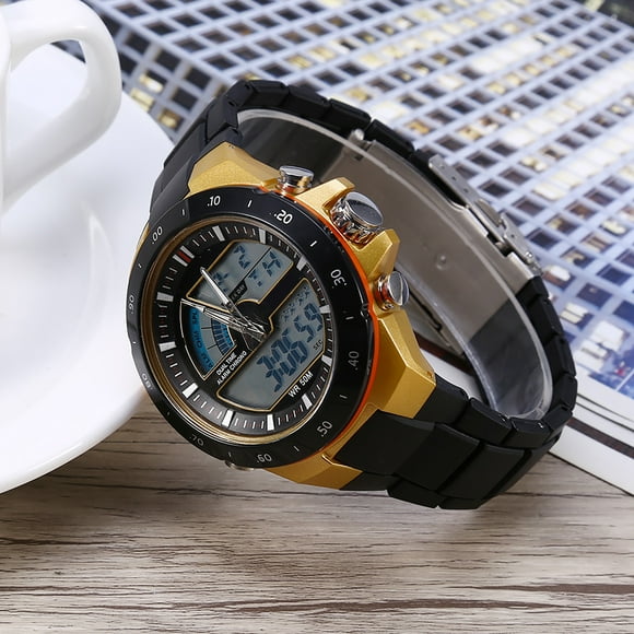 RELOJ DE PULSERA PARA HOMBRE, Analógico, Digital, Con Luz Trasera, Doble Horario, Redondo, Deportivo, Para Nadar y Banarse