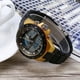 thumbnail image 5 of Reloj de pulsera analógico y digital para hombre, con luz de fondo, doble horario, redondo, deportivo, dorado y negro, 5 of 9