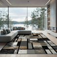 thumbnail image 2 of ODIKA 8'x10' Washable Area Rug Grey Abstract Geometric Grid Block Splatter Brushstroke Marbled for Dining Room, Large Office, Lounge, Non-Slip Chair-Friendly Mat, 2 of 7