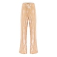 thumbnail image 3 of Haitryli Women's Sparkle Sequin Pants Drawstring Waist Wide Leg Straight Leg Long Pants for Nightclub Gold S, 3 of 6