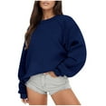 thumbnail image 2 of Qetyuw Plus Size Sweatshirt for Women Crew Neck Fleece Pullover with Pocket Drop Shoulder Long Sleeve Loose Fit Tops, 2 of 5