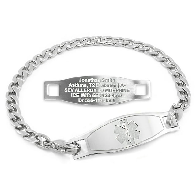 MedicEngraved Stainless Steel Custom Medical Alert Bracelet - 5mm Curb Link