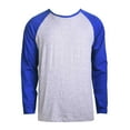 thumbnail image 4 of Men's Long Sleeve Crew Neck Baseball Shirt, Casual Dynamic Cotton Raglan T Shirts, Royal Blue/Heather Gray XL, 1 Count, 1 Pack, 4 of 7
