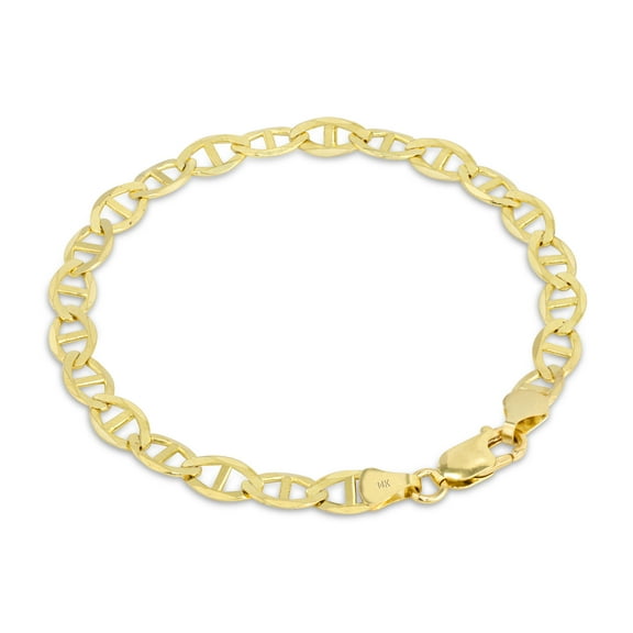 Nuragold 14k Real Yellow Gold Solid Mariner 7.5mm Chain Anchor Link Bracelet (7"-9") Italian Jewelry for Men
