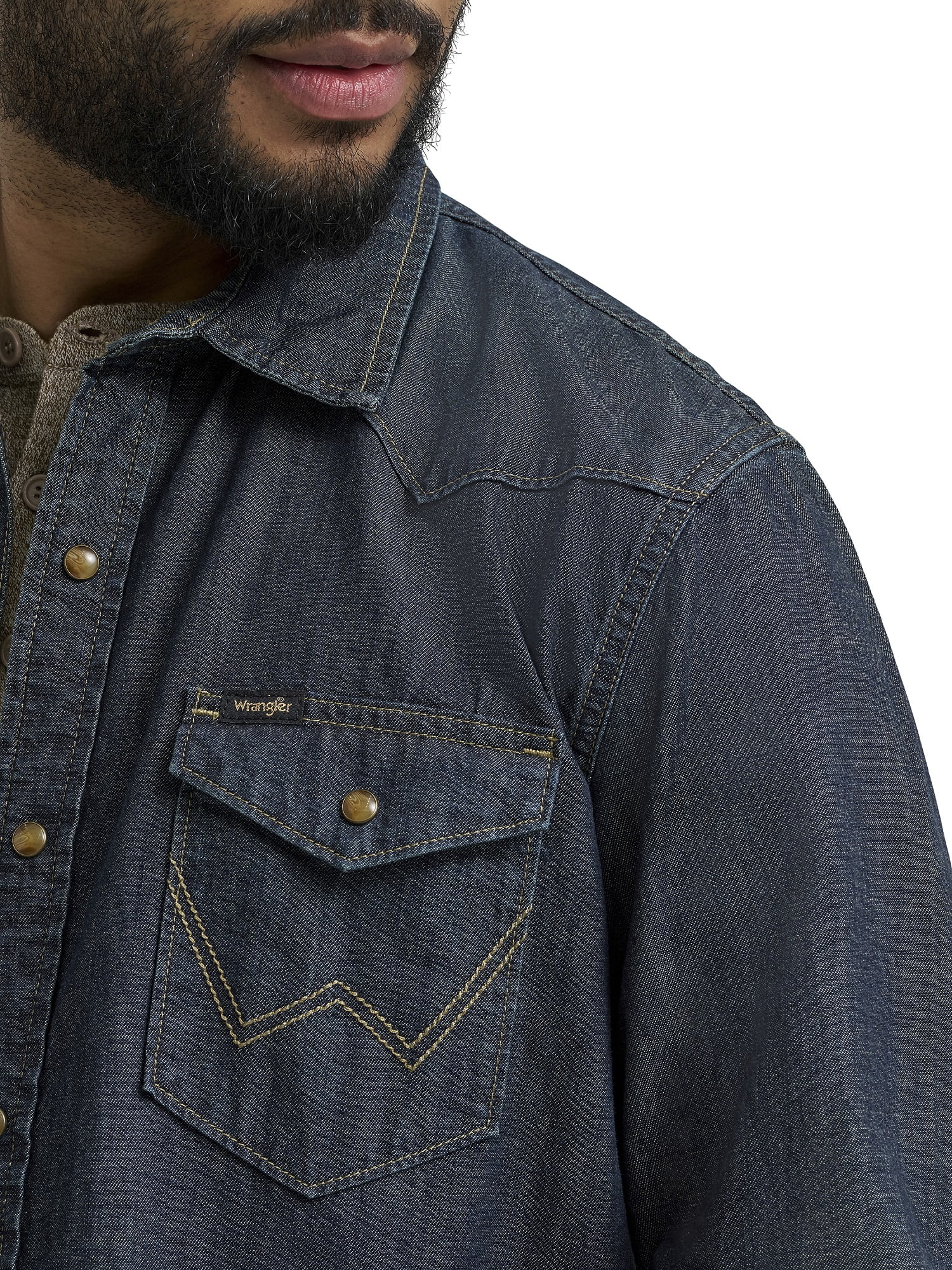 Wrangler® Men's Regular Fit Long Sleeve Denim Shirt, S-2XL