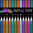 thumbnail image 2 of 12 Colors Metallic Acrylic Markers Pens Paint Pens for Black Paper, Glass, Rock Painting, 2 of 7