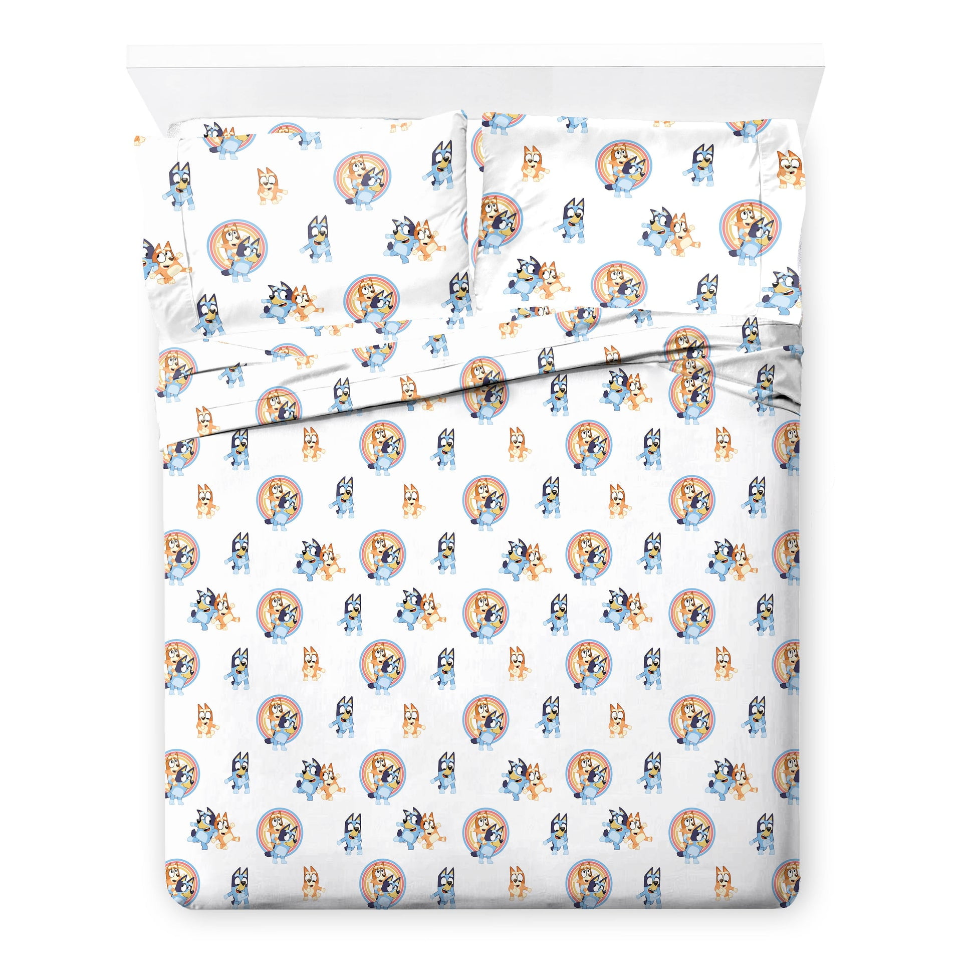 Saturday Park Bluey Rainbow in the Clouds 4 Piece Full Sheet Set