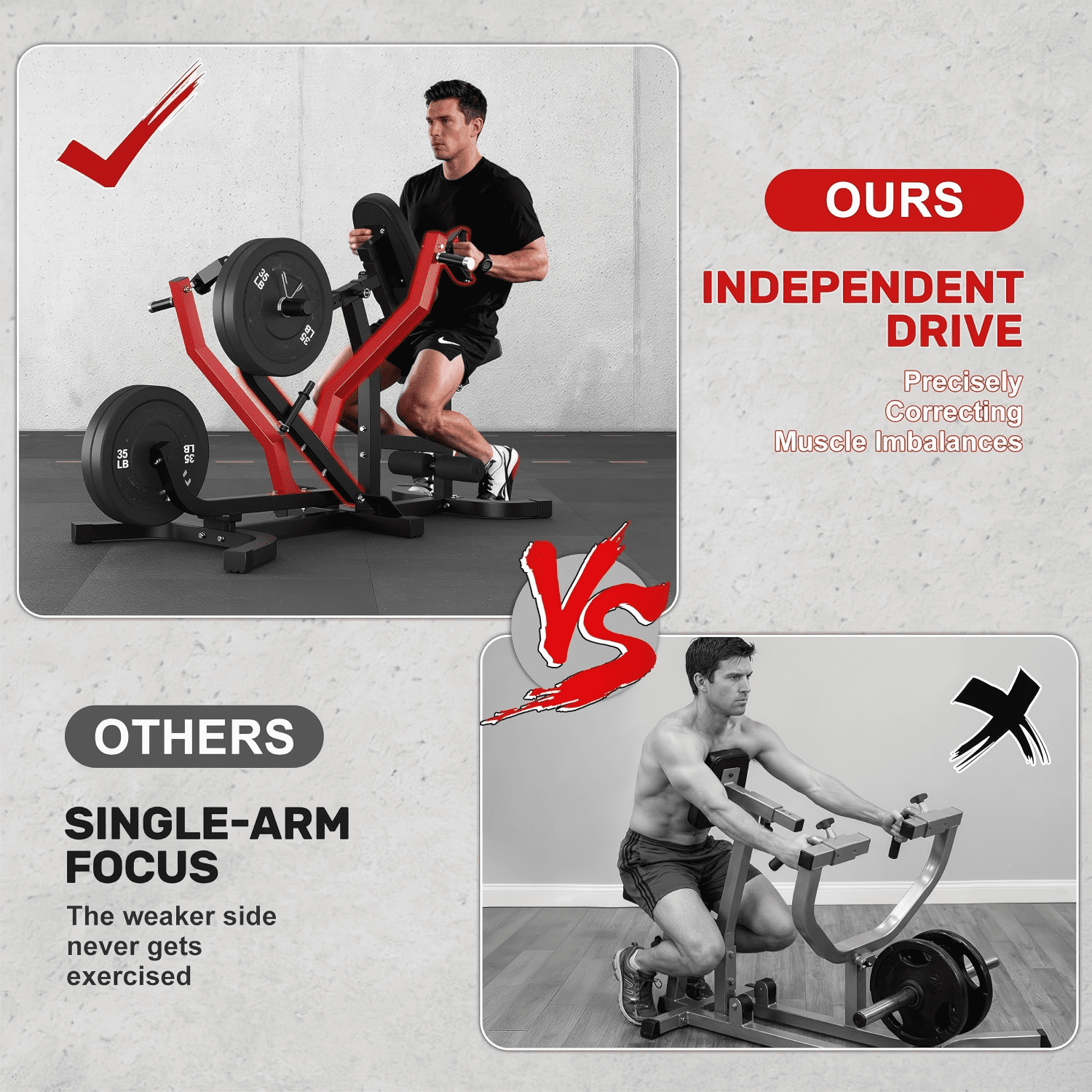 400LBS Plate Loaded Seated Row Machine, Chest Supported T-bar Row Machine, Independent Arms Back Exercising Equipment, Home Gym Strength Training Machine